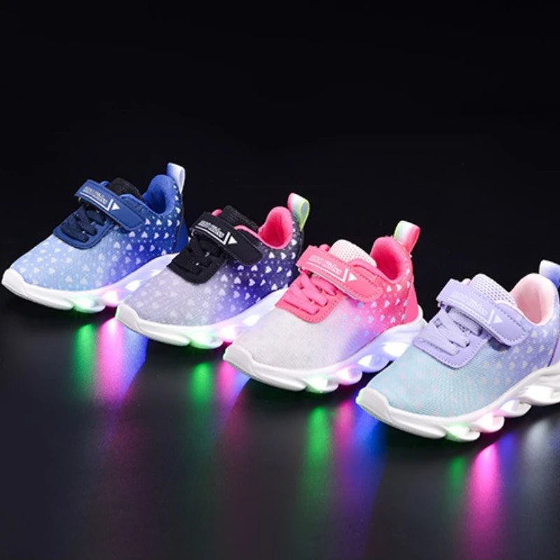 New Women’s Sneakers – Autumn Fashion Comfort Shoes with Soft Soles, Anti-Slip LED Lights, Gradient Trend Sports Shoes for Kids & Boys